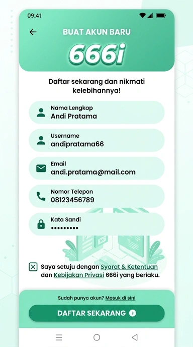 Buat Akun Baru 666i dengan Mudah di Android