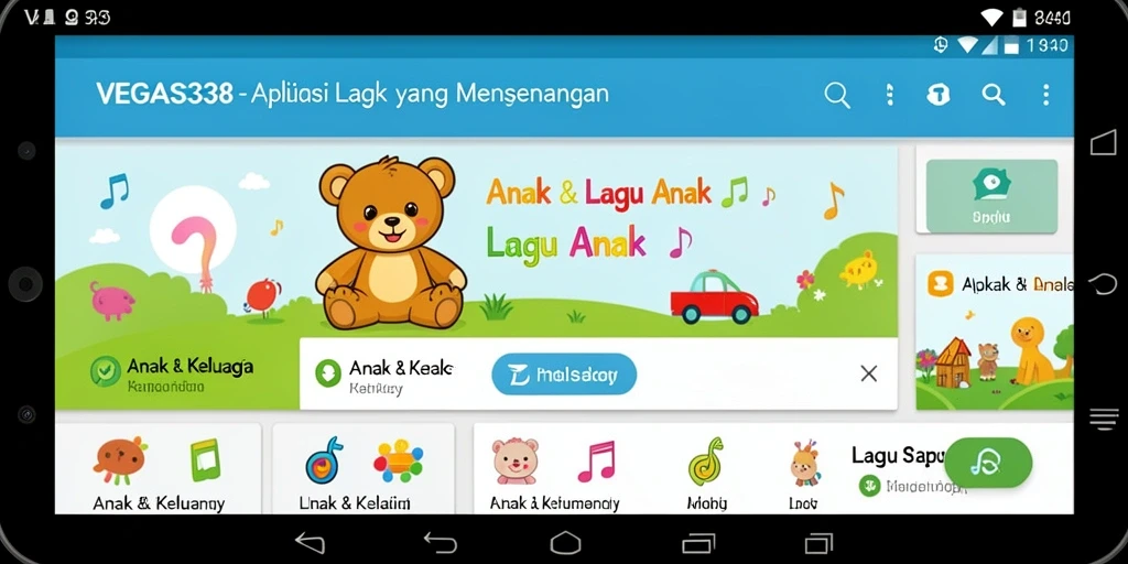 Antarmuka berwarna ceria dari aplikasi Lagu Anak VEGAS338.